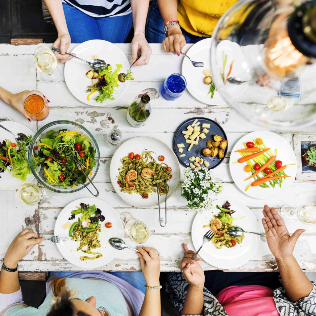 Woman having a dinner party