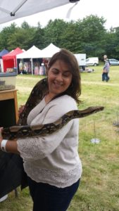 Heidi holding a snake in June 2017