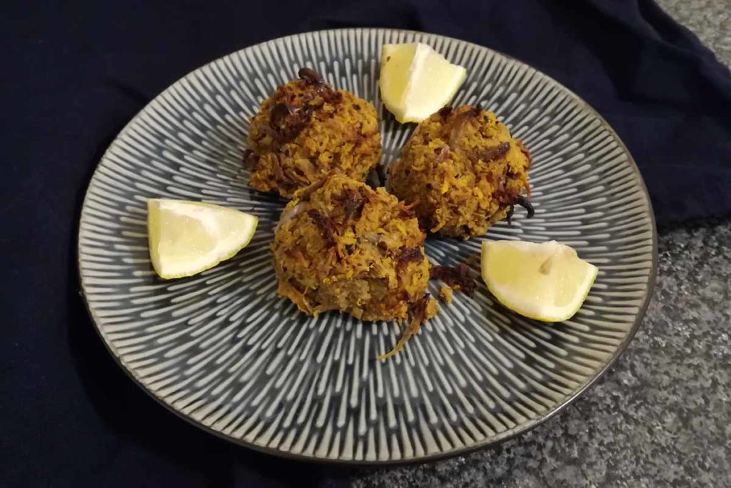 Onion Bahjis on a plate